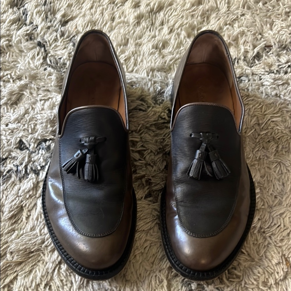 Giorgio Armani Brown Leather Loafers with Tassels
